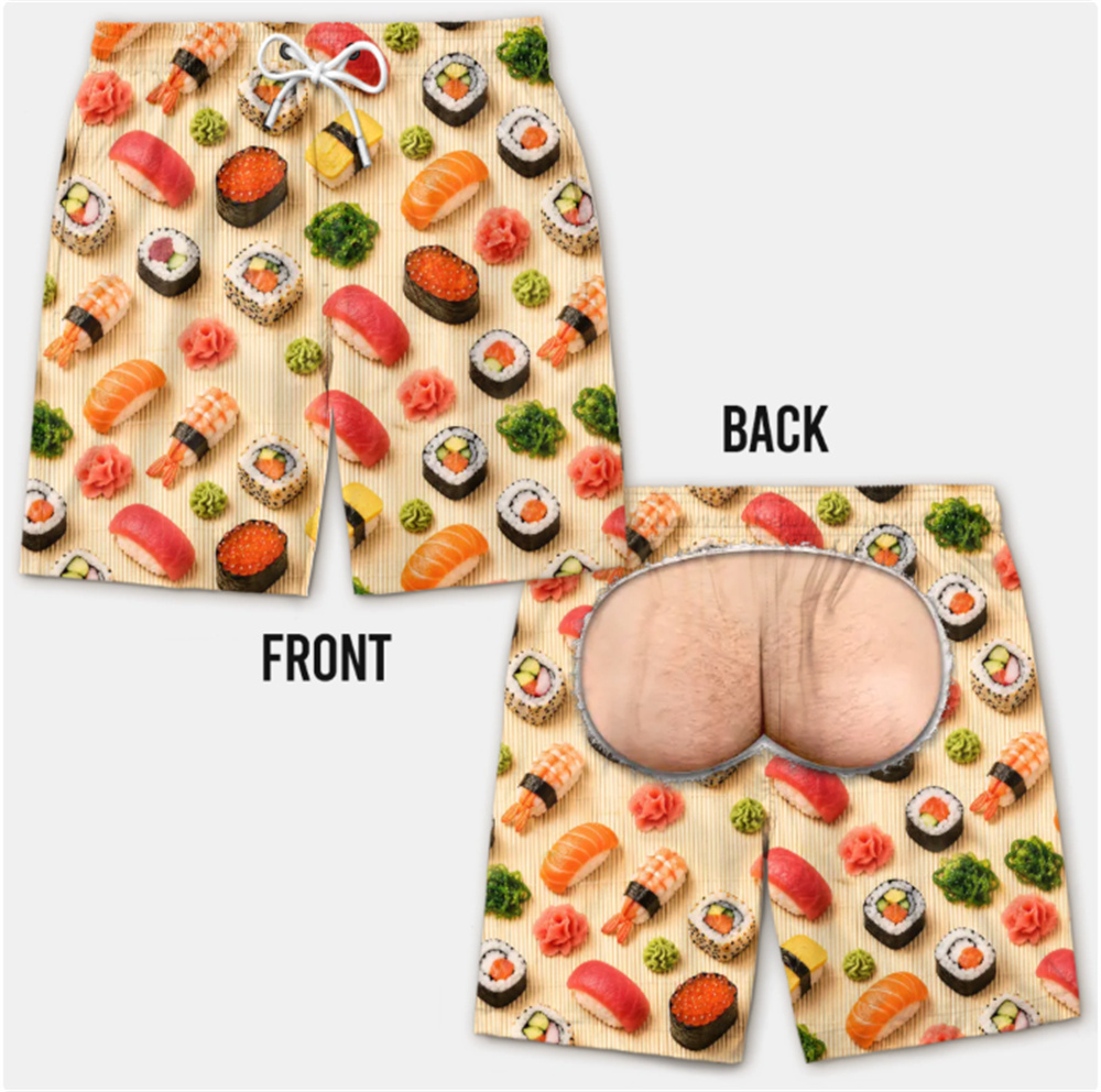 Shorts de Praia Masculinos com - 3D Printing Food avaliação e preço