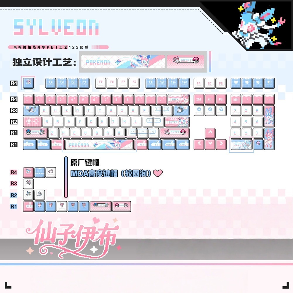 Pokémon Sylveon ‌   Teclas Per - 3D Printing Keyboard avaliação e preço